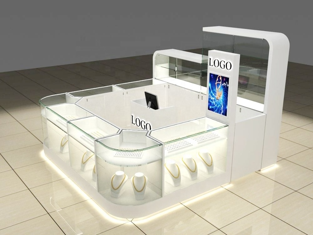 YOUYUAN Professional jewelry mall kiosk glass display cabinet jewelry vitrine display For Sale