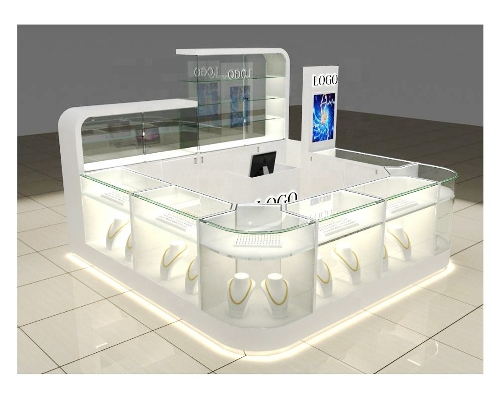 YOUYUAN Professional jewelry mall kiosk glass display cabinet jewelry vitrine display For Sale