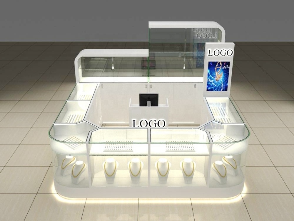 YOUYUAN Professional jewelry mall kiosk glass display cabinet jewelry vitrine display For Sale