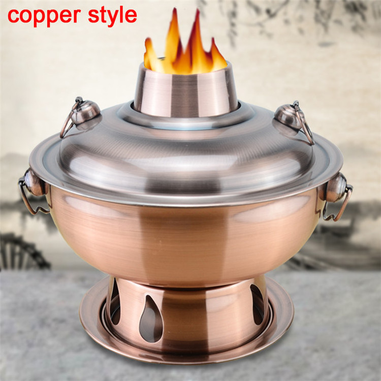 Fashion Simple Stainless Steel Traditional Pure Copper Charcoal Household Hot Pot