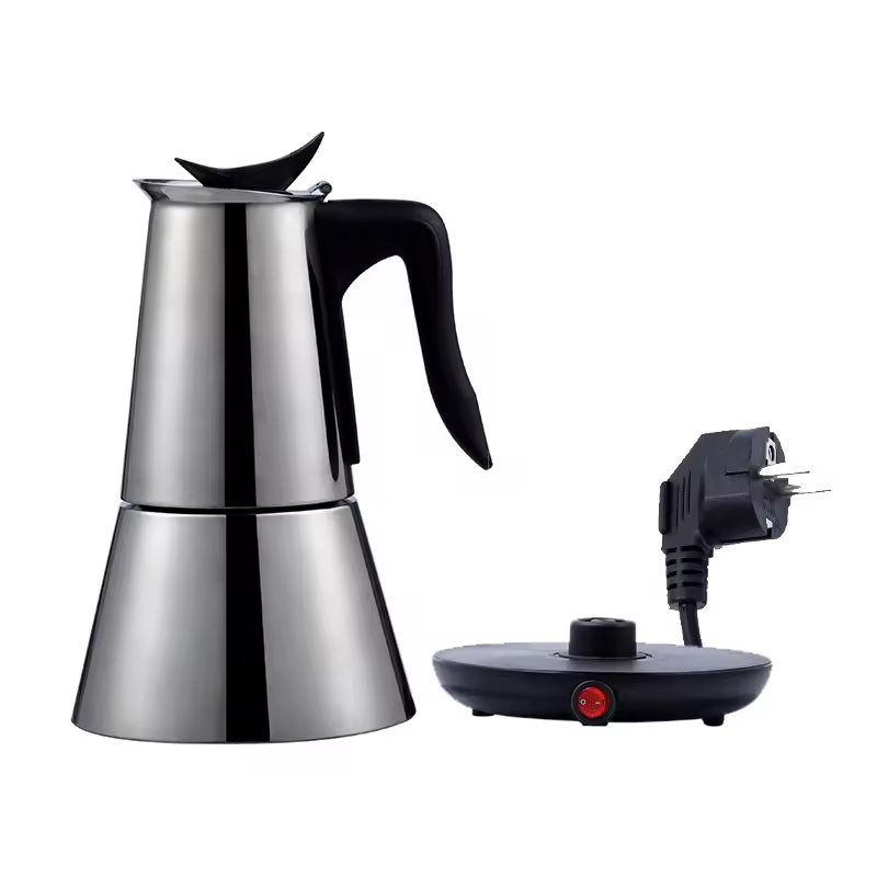 Customizable High Quality China Stainless Steel Moka Pot Coffee Pot Stainless Steel Espresso Maker Electric Moka Pot