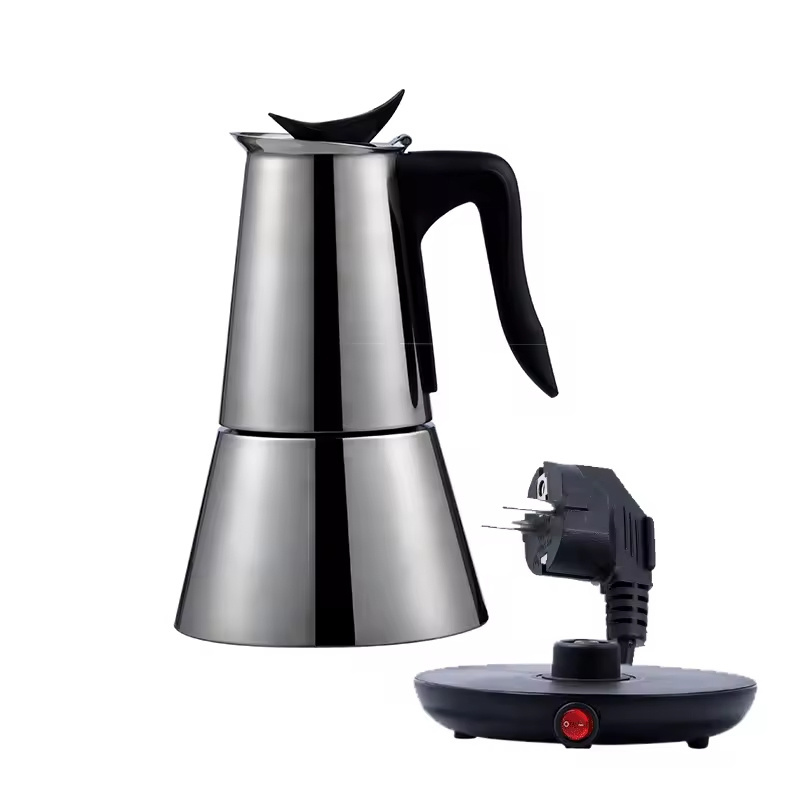 Customizable High Quality China Stainless Steel Moka Pot Coffee Pot Stainless Steel Espresso Maker Electric Moka Pot