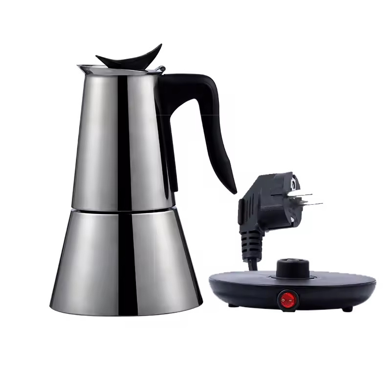 Customizable High Quality China Stainless Steel Moka Pot Coffee Pot Stainless Steel Espresso Maker Electric Moka Pot