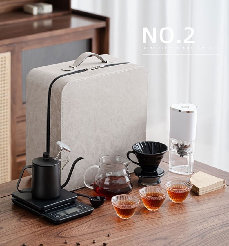 Popular Saudi Arabia style portable outdoor travel camping coffee tea gift set pour kettle grinder coffee scale