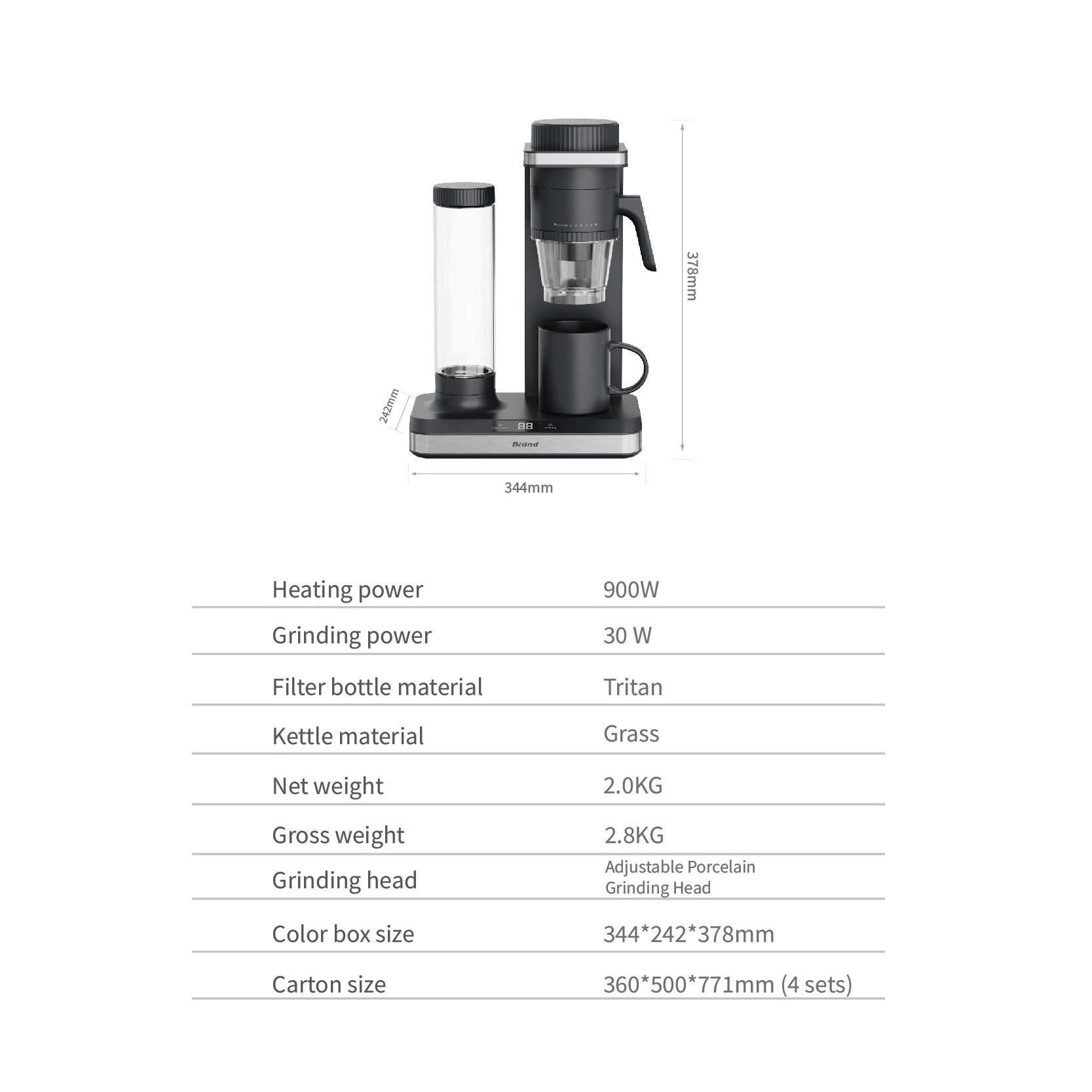 Customizable Electric Automatic Multifunctional American Drip Coffee Machine System with Grinder Coffee Bean Espresso Machine