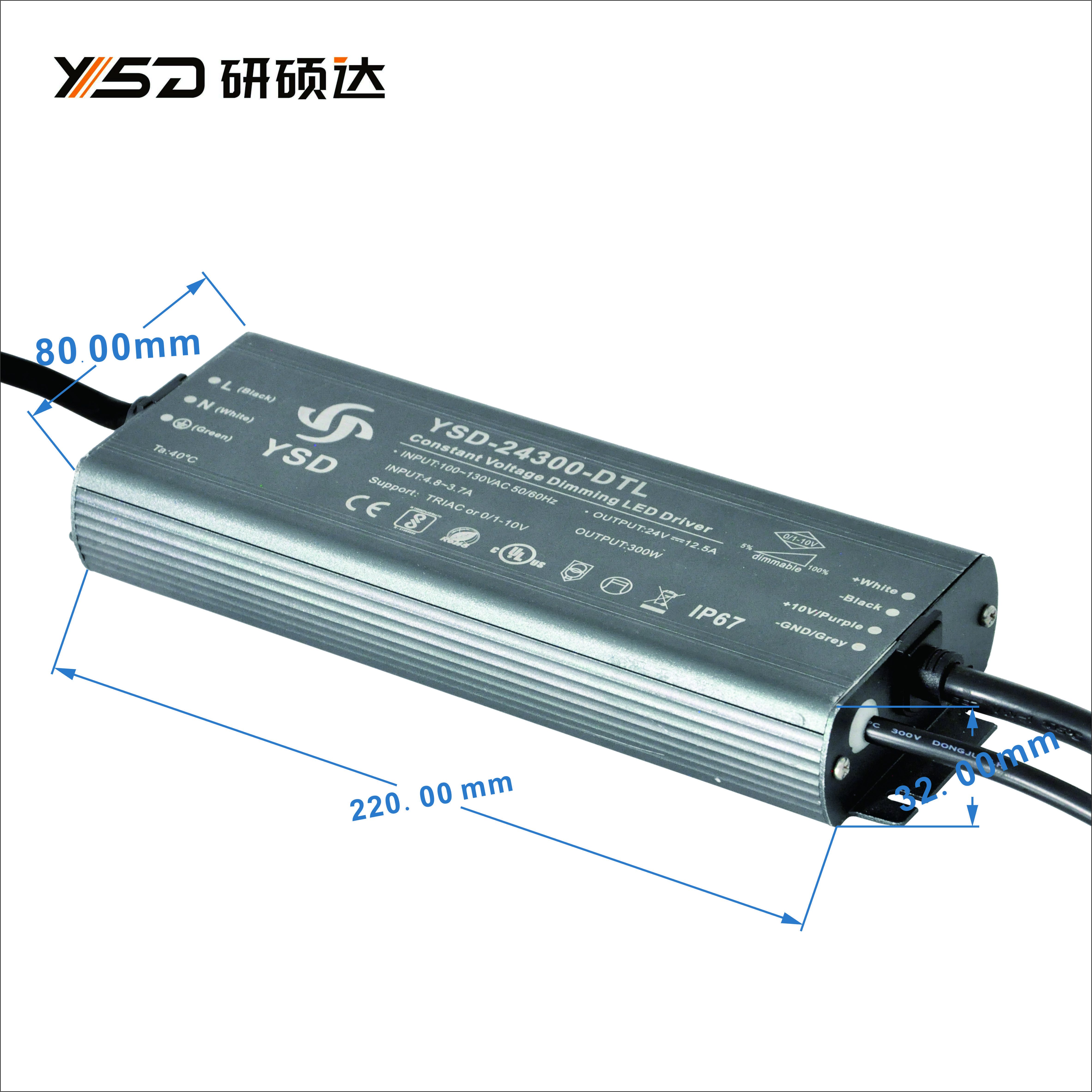 cUL Slim Driver 24V 300W 200W 100W IP20 Ultra Thin Indoor Switch Driver Triac 0-10V Dimmable LED Power Supply