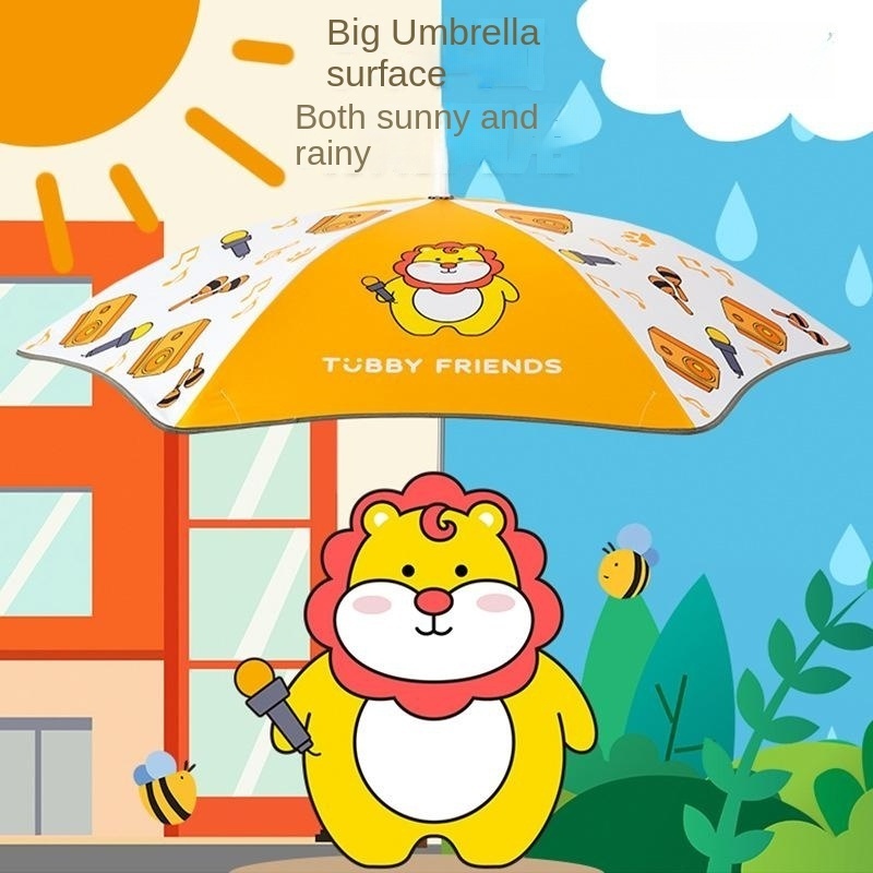 Cartoon Children's Rain Umbrella Rounded Safety Reinforced Thickened Portable Primary Sl Student EVA Handle Customizable Logo