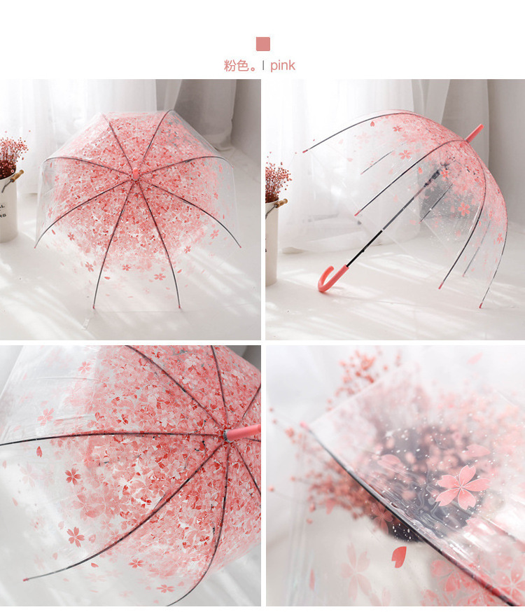 Korean Artistic Candy Color Petal Umbrella Girls Small Fresh Apollo Princess Transparent Long Handle Umbrella Custom Logo Sun