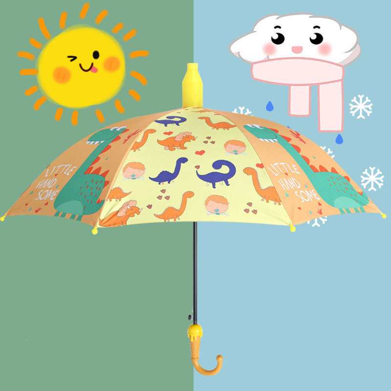 Cute Cartoon UV-Proof Waterproof Sunscreen Umbrella Black Rubber Cover with Custom Logo Printing for Children's Advertising