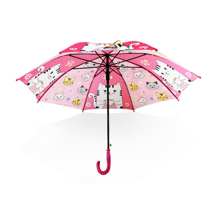 Children's New Automatic Open Business Umbrella Long Handle Animal Cartoon Pattern Design Sunny Rainy Days Customizable Logo