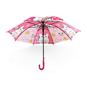 Children's New Automatic Open Business Umbrella Long Handle Animal Cartoon Pattern Design Sunny Rainy Days Customizable Logo