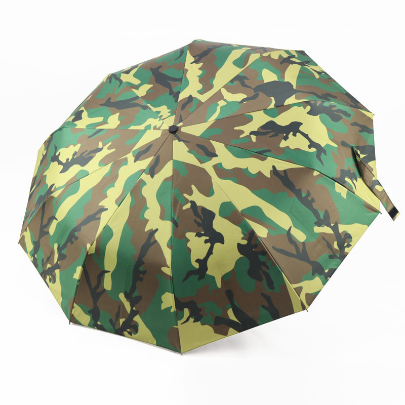 Camouflage Automatic 10-Bone Folding Umbrella Black Sun Rain Protection Dual-Use Umbrella with Custom Logo Printing Outdoor Use