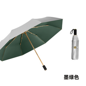 Three-fold double-layer titanium silver sunshade women's sunscreen UV-resistant reinforced windproof umbrella