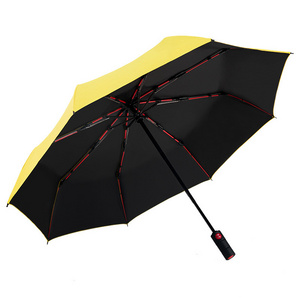 Men's Full-Automatic Dual-Purpose Iron Frame Sun Umbrella 8-Bone Red Fiber Rainproof Sunscreen Protection Three-Fold Logo