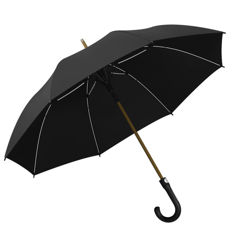 Men's Business Advertising 8-Bone Full-Automatic Straight Umbrella with Black Rubber Sunshade Curved Handle Custom Logo Printing