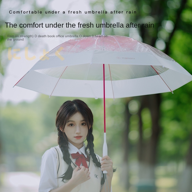 High-Aesthetics Gradient Transparent Umbrella Long Straight Handle Cute Female Student's Manual Umbrella Internet Celebrity