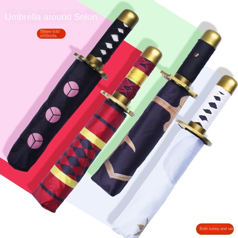 Ghost Kniver Umbrella Animation Three-Fold UV/ Rain-Proof Dual Use Business Umbrella 8K Ribs Customizable Logo Advertising