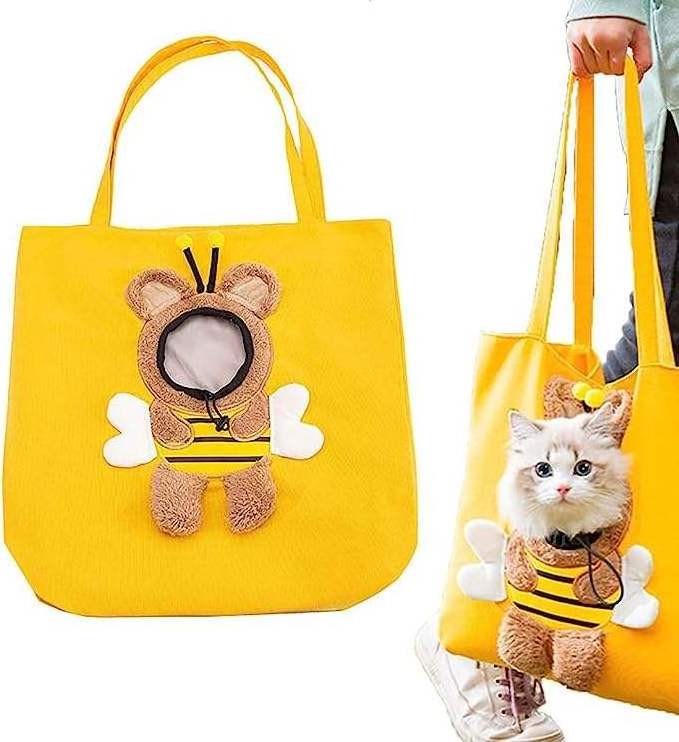 Soft Small Dog Cat Carrier Puppy Dog Travel Sling Carrier Lion-Shaped Pet Canvas Shoulder Bag Carrier Purse for Small Dogs Cats