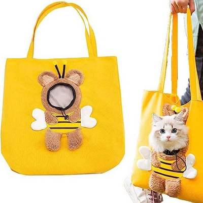 Soft Small Dog Cat Carrier Puppy Dog Travel Sling Carrier Lion-Shaped Pet Canvas Shoulder Bag Carrier Purse for Small Dogs Cats