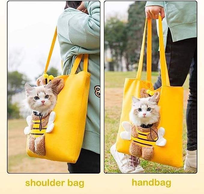 Soft Small Dog Cat Carrier Puppy Dog Travel Sling Carrier Lion-Shaped Pet Canvas Shoulder Bag Carrier Purse for Small Dogs Cats