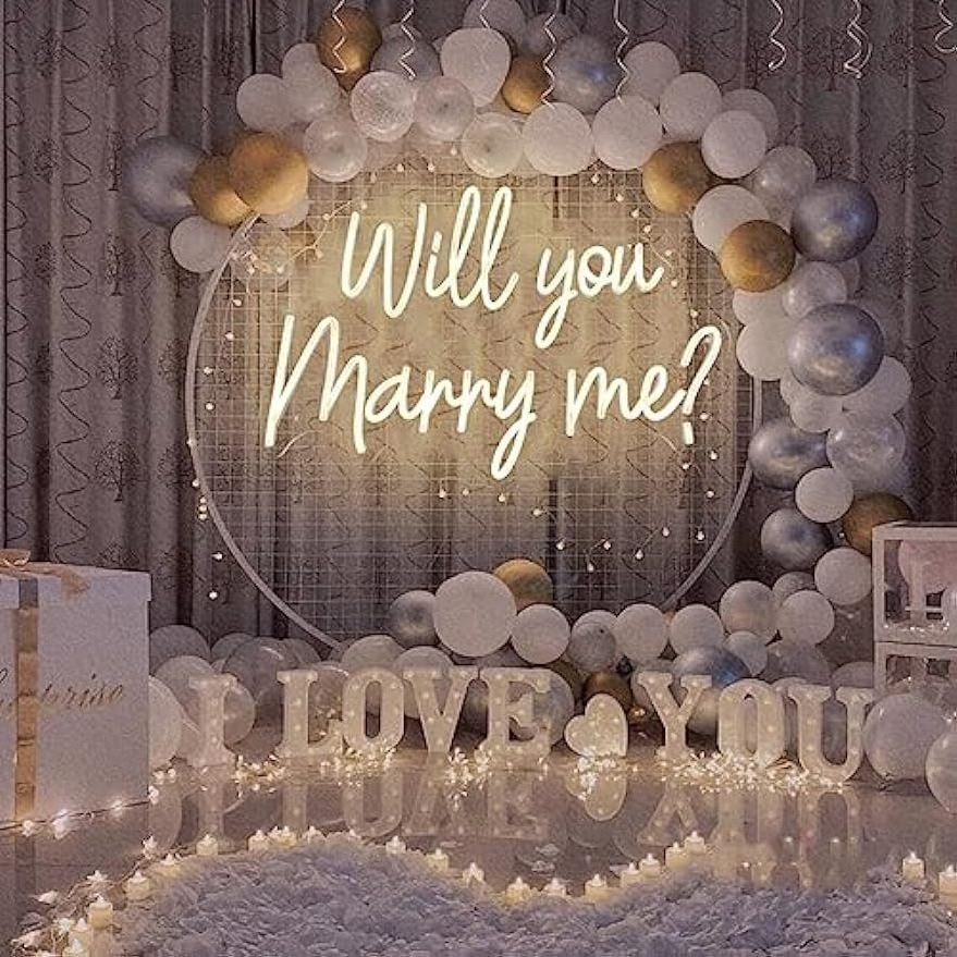 Will You Marry Me Acrylic Neon Sign Wall-Mounted Neon Arts Personalized Fast Shipping Wedding Proposal Decor Custom Neon Sign