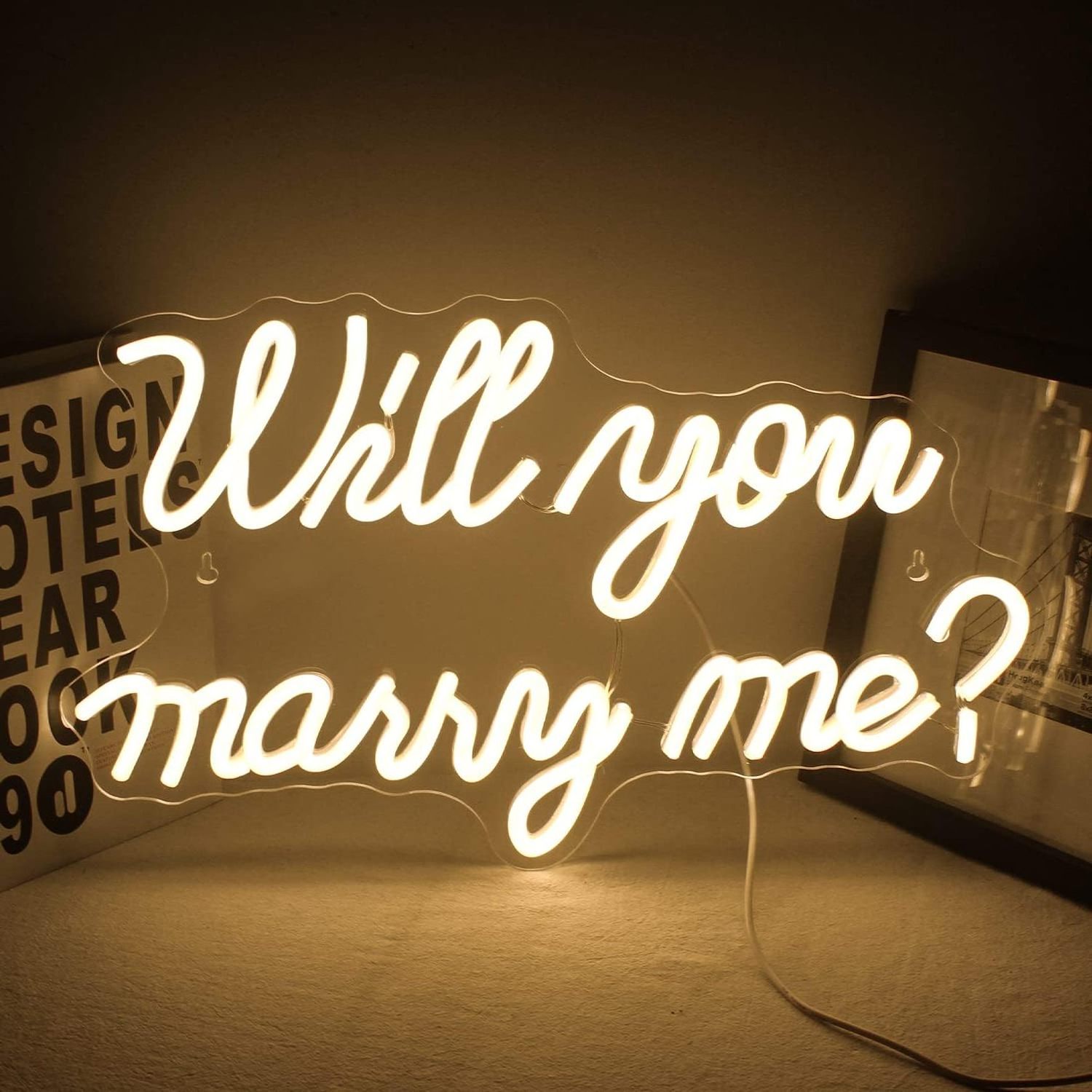 Will You Marry Me Acrylic Neon Sign Wall-Mounted Neon Arts Personalized Fast Shipping Wedding Proposal Decor Custom Neon Sign