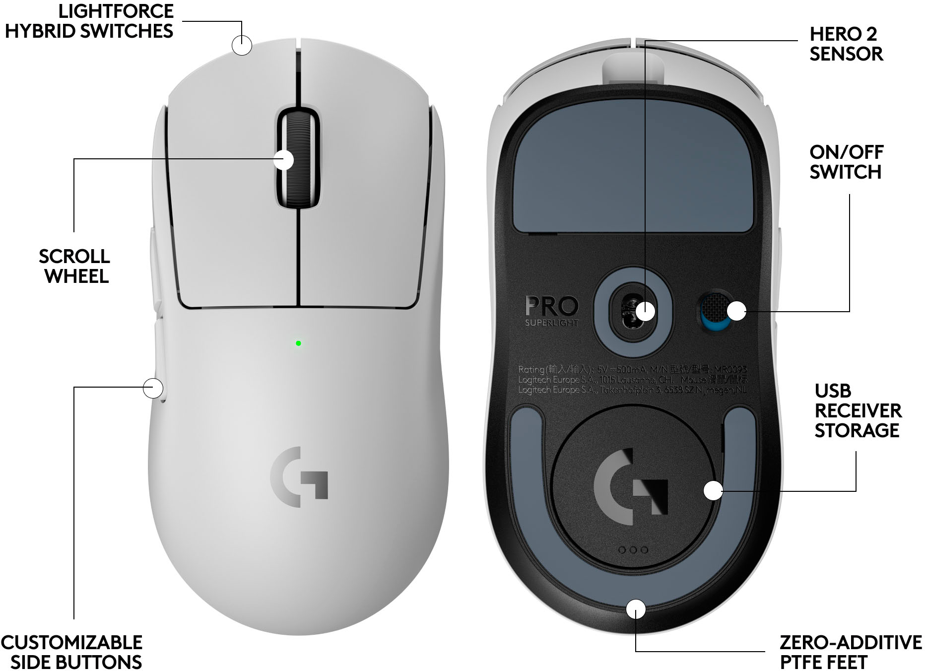 Logitech G PRO X SUPERLIGHT 2 Wireless Gaming Mouse Dual-mode Rechargeable Wireless Mouse