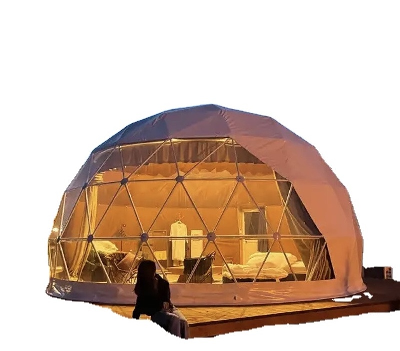 Luxury Hotel Waterproof Geodesic Dome Kit Glamping 6m Dome Tents House