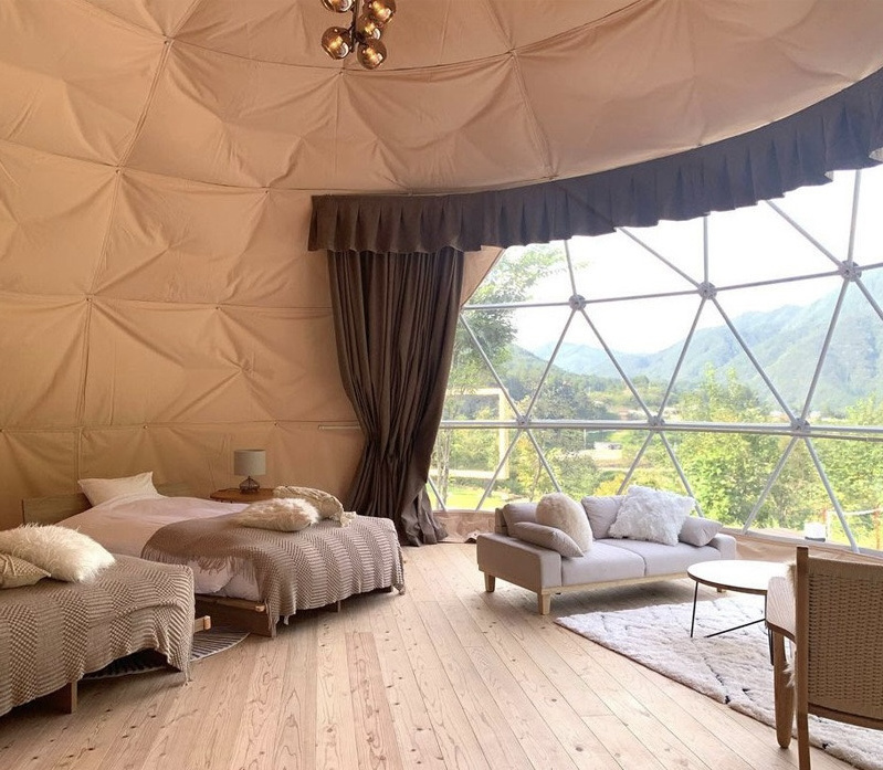 Luxury Hotel Waterproof Geodesic Dome Kit Glamping 6m Dome Tents House