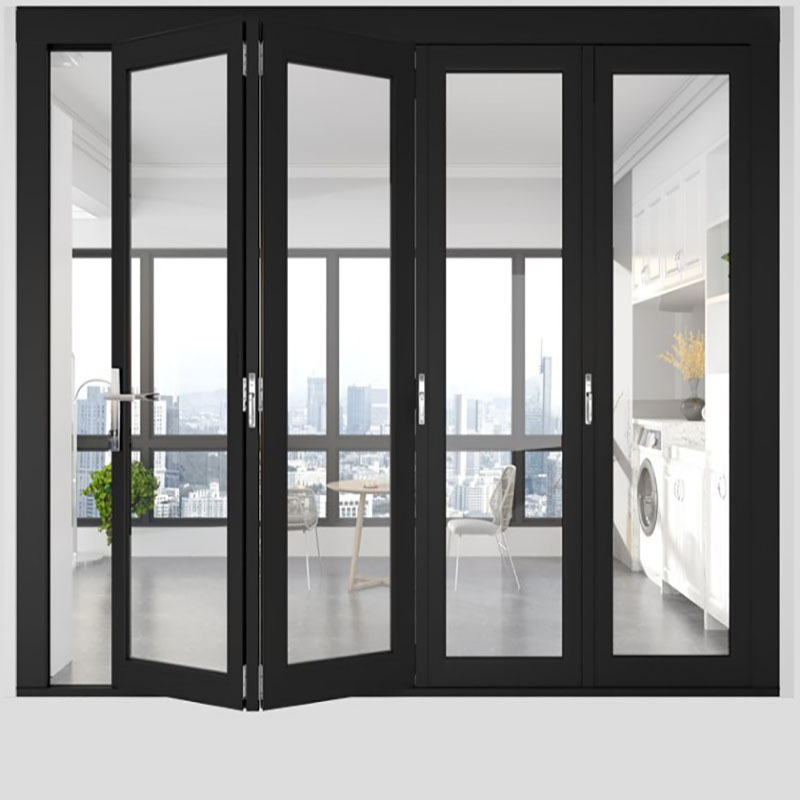 Y-TOP Automatic Folding Warehouse Fireproof Steel Sliding Bi Folding Doors Aluminum Glass Bifold Patio Sliding Bi Folding Door