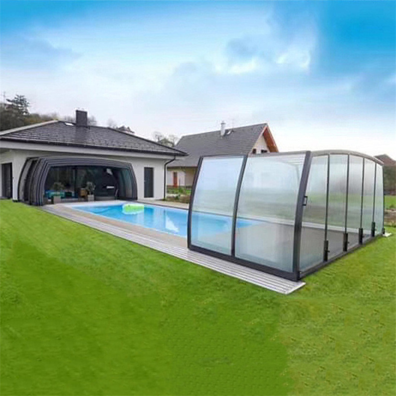 Y-TOP 2024 Automatic Swimming Pool Enclosure Pool Cover Glass Sunroom Swimming Pool Cover Mobile Sunroom