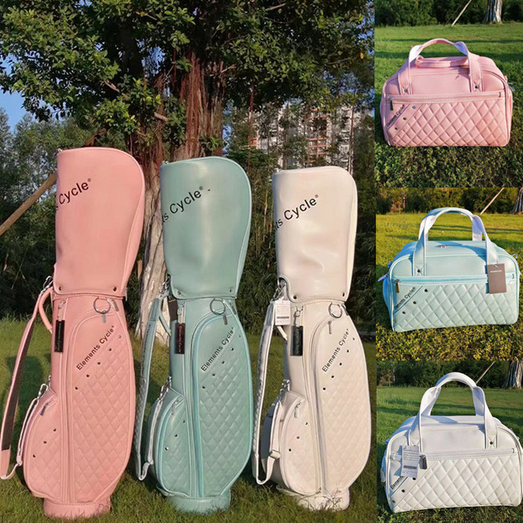 Golf Macaroon Pink Green Colors Womens Waterproof Travel Golf Clubs Bag Custom PU Leather Tour Golf Bags