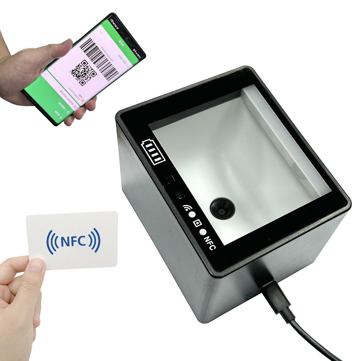 YJFIRST ISO14443 Access Control RFID NFC Scanner QR Code Card Reader RS232 Barcode Scanner for Integrated Embedding