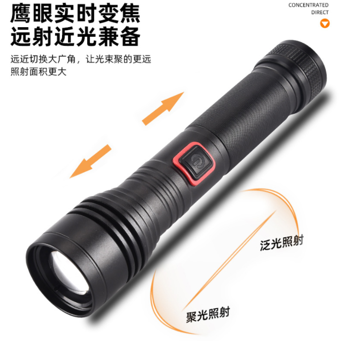 Super Bright Zoomable XHP50 Powerful LED Torches Flash Light, USB Rechargeable Waterproof Portable Security Tactical Flashlight