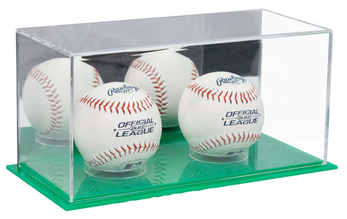 black base Acrylic Double Baseball Display box Rubber feet plexiglass Sports Memoriablia ball holder collectible baseballs Case