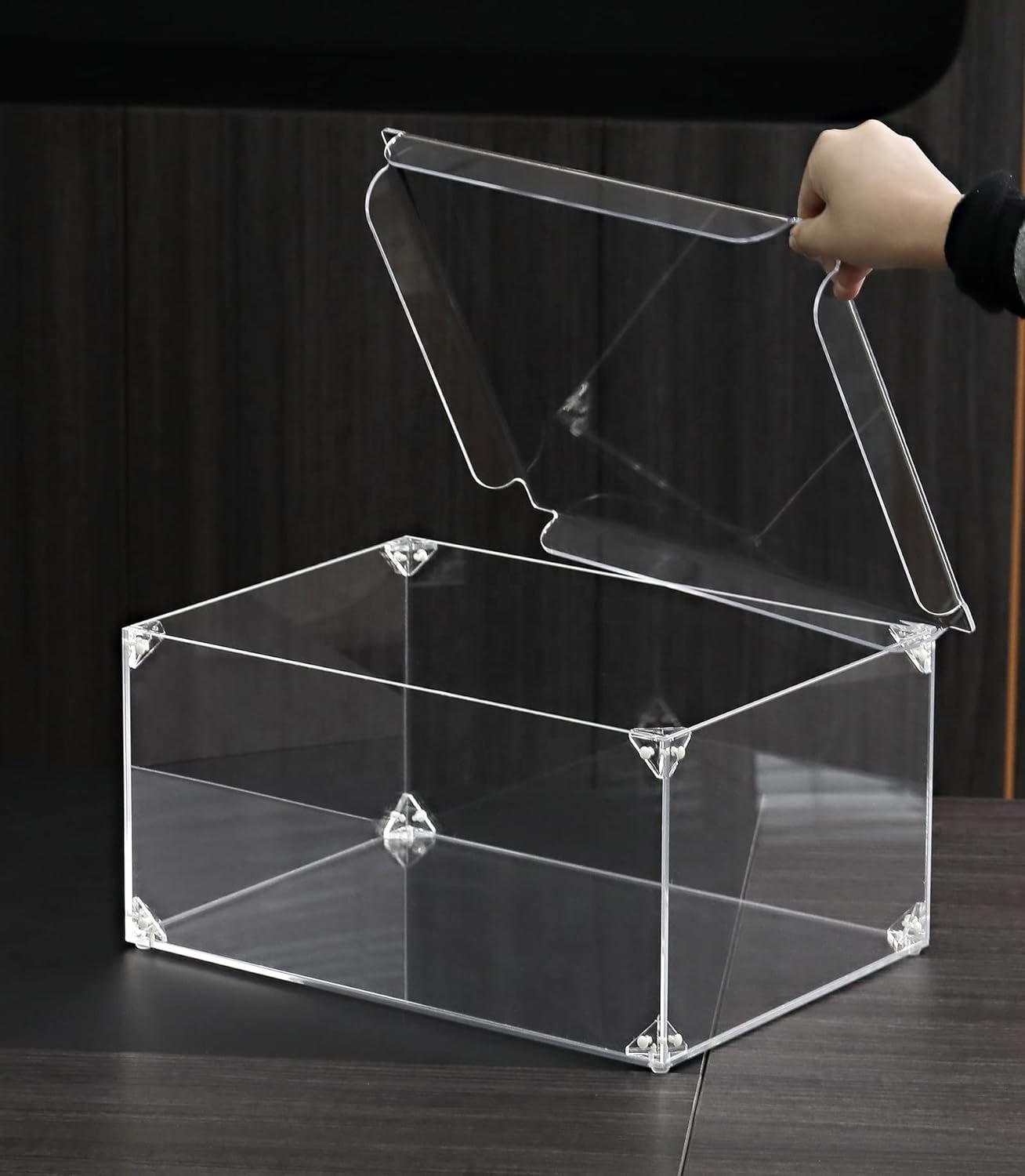 Acrylic Organizer Shoes Boxes Storage Containers Clear Stackable with Lids Thickened Large Shoe Display Cases Clear with Door