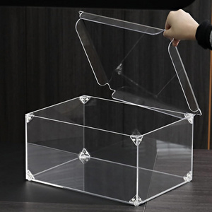 Acrylic Organizer Shoes Boxes Storage Containers Clear Stackable with Lids Thickened Large Shoe Display Cases Clear with Door