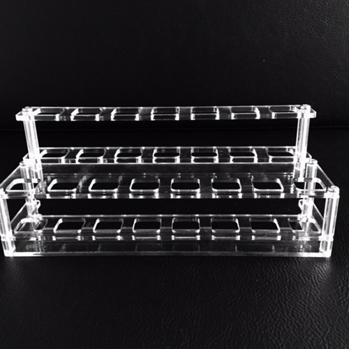 2 Layers Metal Test Tube Rack Detachable Syringe Storage Holder Clear Black Acrylic Reagent Vial Rack for Lab and Hospital