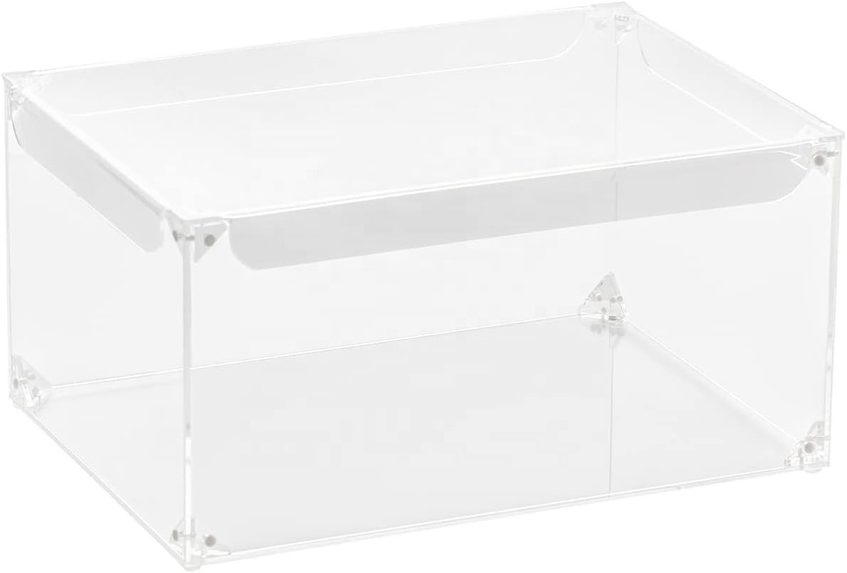 Acrylic Organizer Shoes Boxes Storage Containers Clear Stackable with Lids Thickened Large Shoe Display Cases Clear with Door