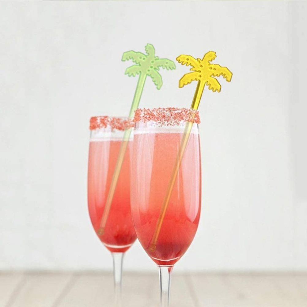 Acrylic Coconut Tree Ice Drink Stir Swizzle Sticks Bar Juices Cocktail Drink Stirrers for Summer Party and Pool Sea Beach Party