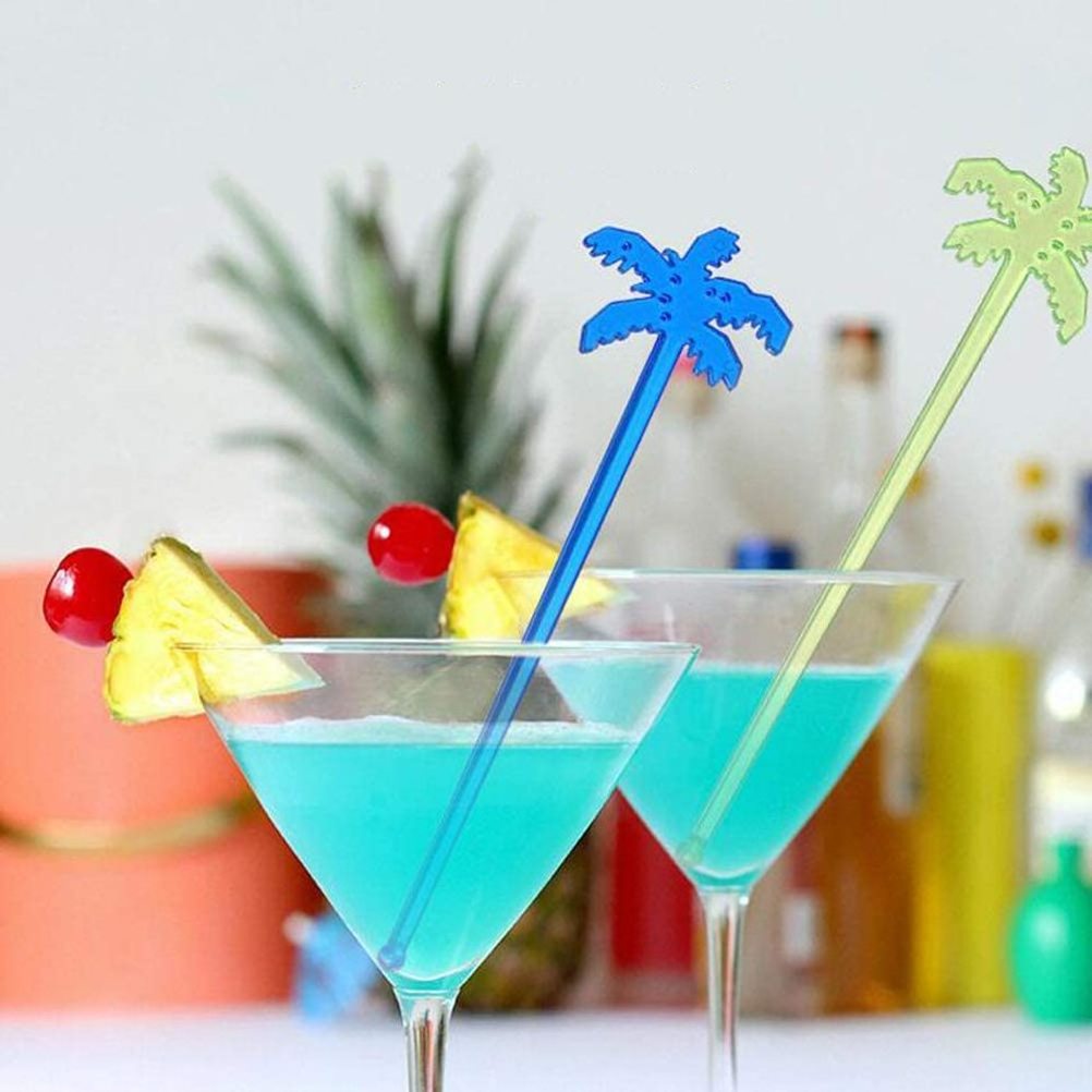 Acrylic Coconut Tree Ice Drink Stir Swizzle Sticks Bar Juices Cocktail Drink Stirrers for Summer Party and Pool Sea Beach Party