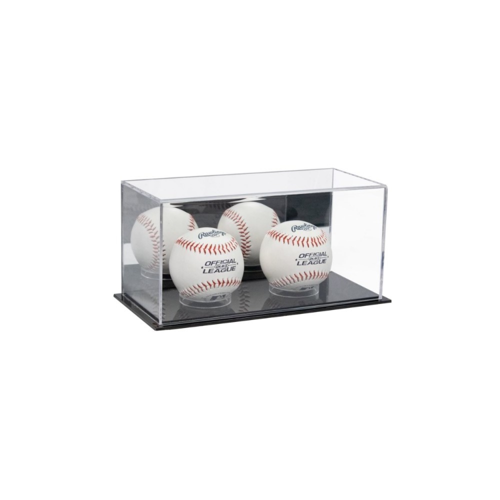 black base Acrylic Double Baseball Display box Rubber feet plexiglass Sports Memoriablia ball holder collectible baseballs Case