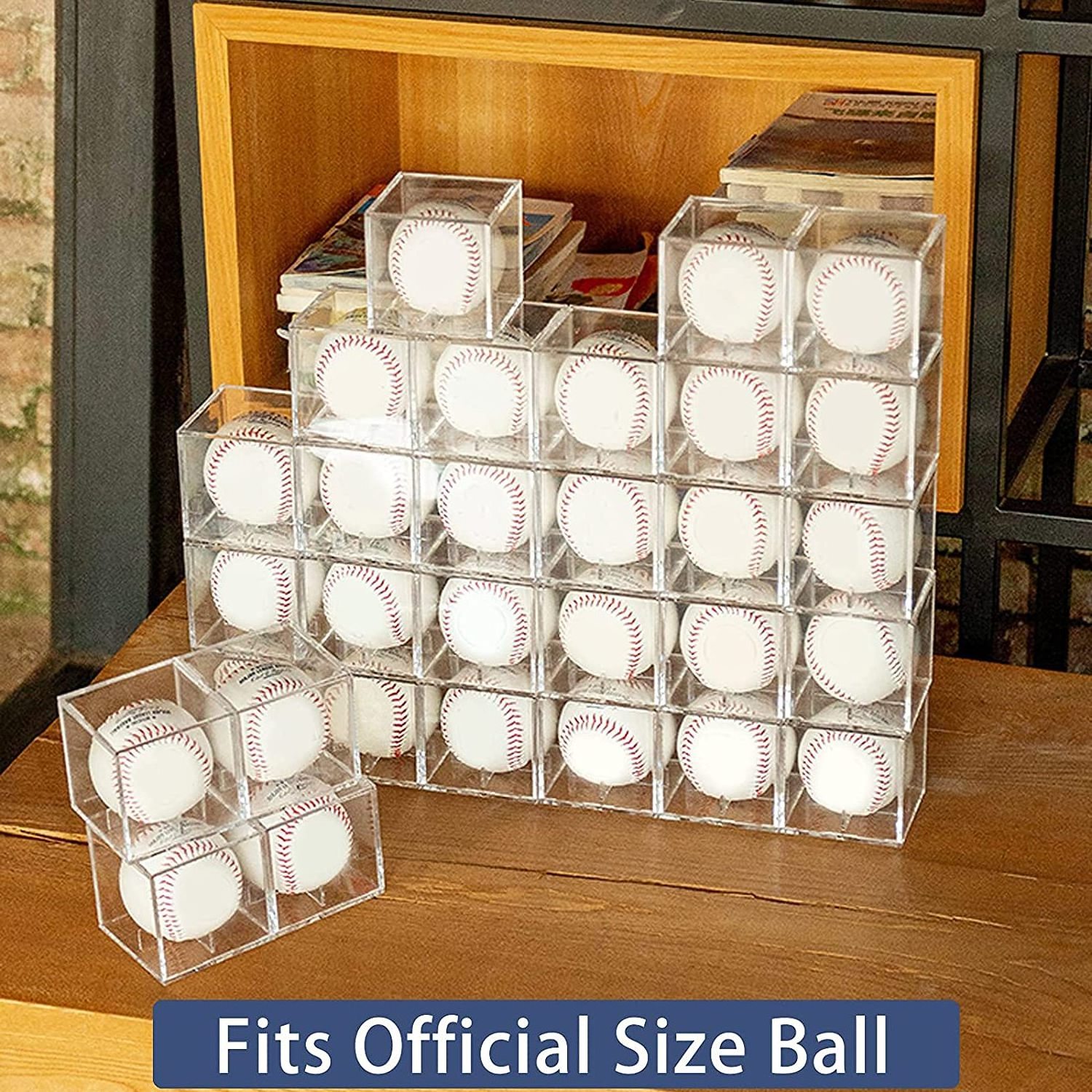 UV Protected Acrylic Baseball Case Box Clear Sports Official Baseball Box Storage Stackable Memorabilia Baseball Display Case