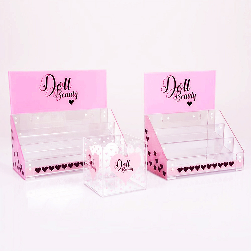 Custom Service Acrylic Eyelash Cosmetic Display Large Multi-use Lash Display Stand Eyelash Counter Open Display Stand