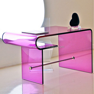 Colored 20mm Pink Girl Princess Console Table Acrylic Flex Table Pink Coffee Living Room Table