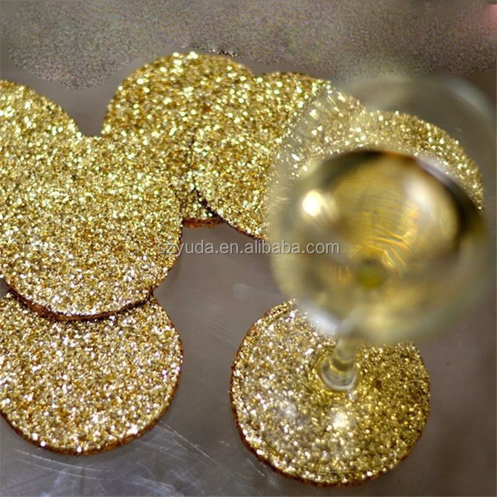 Custom Classy Premium Round Gold Glitter Coasters Decorative Mirror Glitter Sparkle Placemat