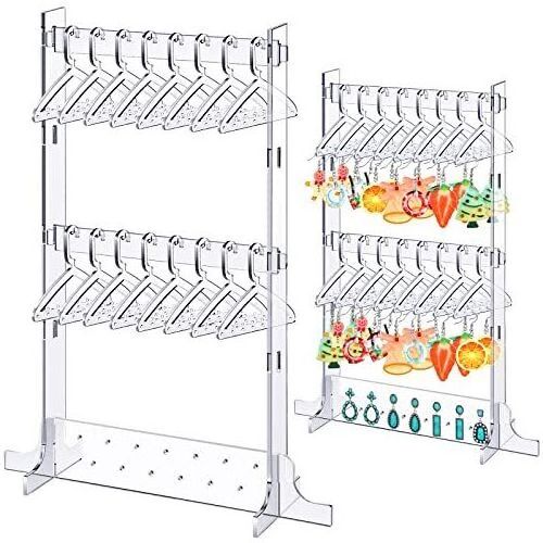 Detachable Clear Acrylic Earring Holder Eardrop Jewelry Display Stands With Mini Hangers For Earrings Necklace Ring Bracelet