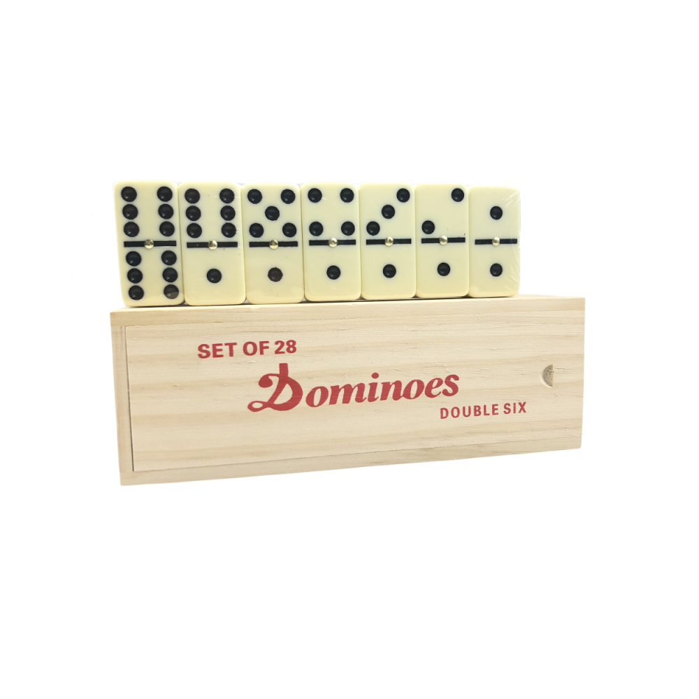 Ivory Colored Domino Set Double 6 Professional Domino Tiles Wooden Box Packing 28 Dominoes Game With Golden Spinner