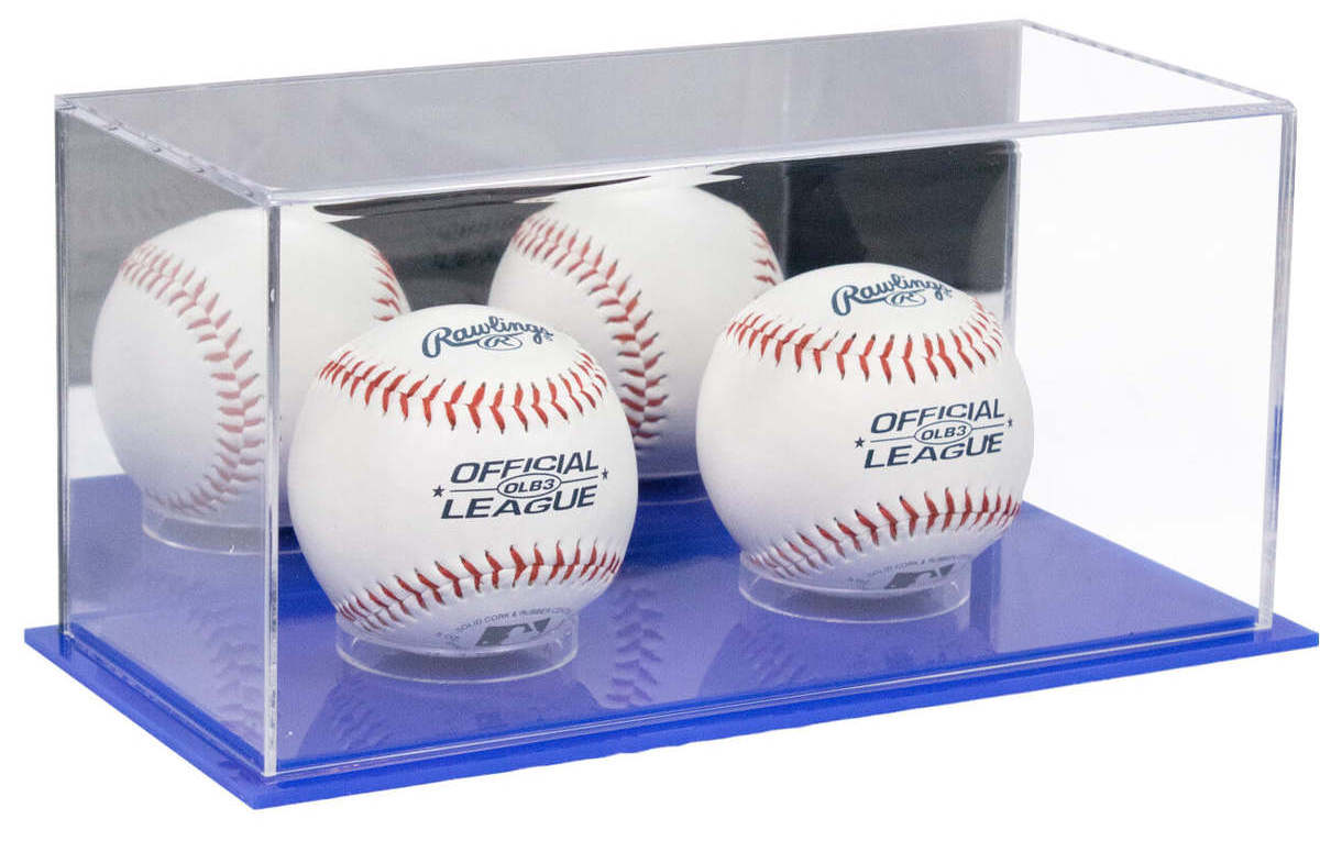 black base Acrylic Double Baseball Display box Rubber feet plexiglass Sports Memoriablia ball holder collectible baseballs Case