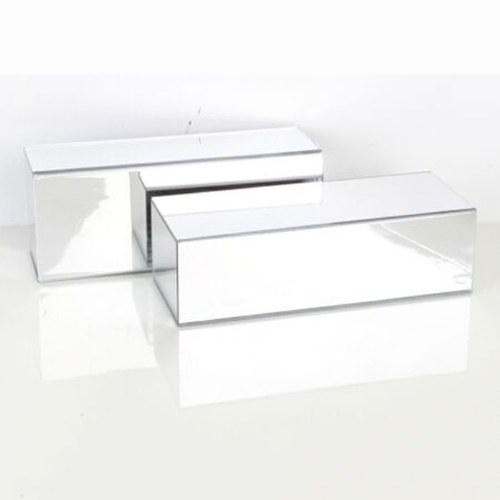 Rectangle Acrylic Mirror Jewelry Display Risers Acrylic Silver Necklace Display Cube